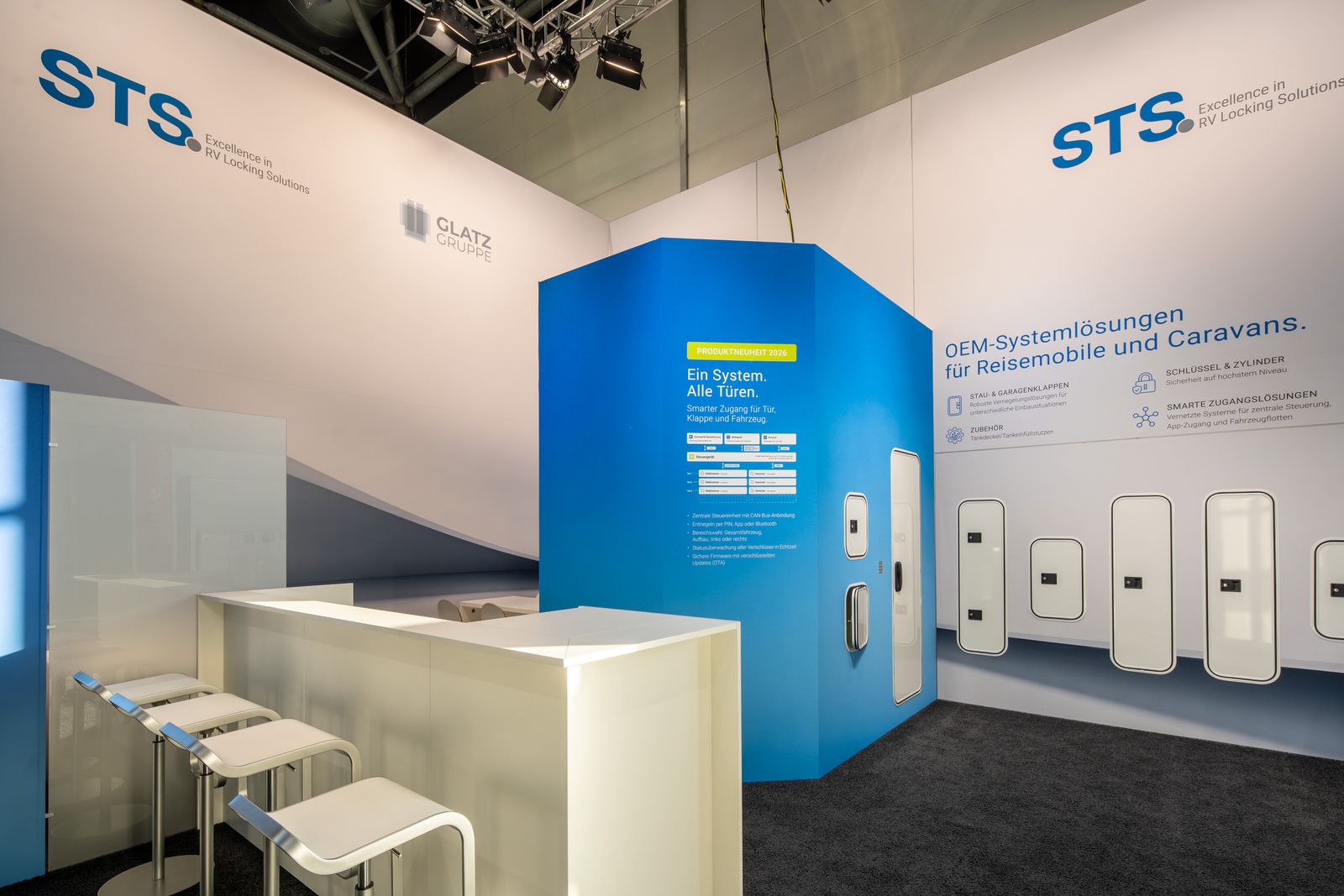 STS booth with product displays